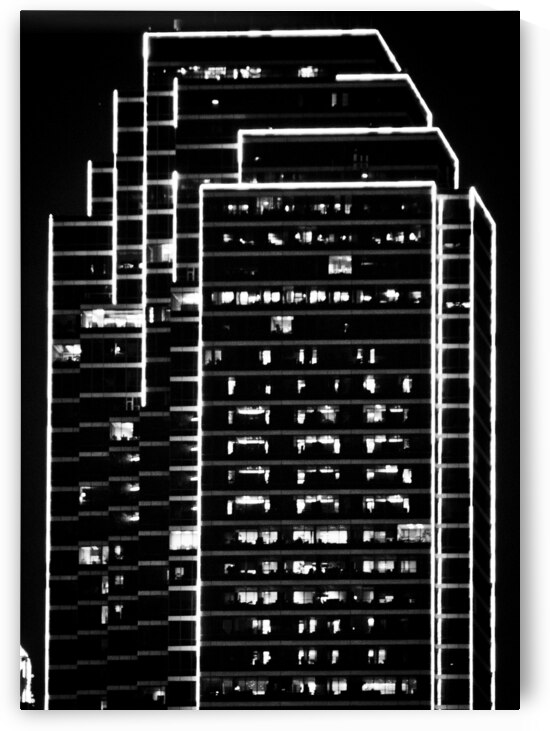 neon green outline bank of america building  vert by Black And White