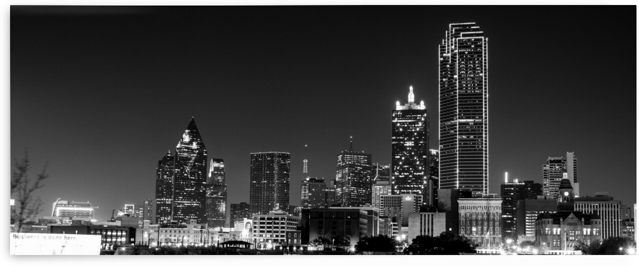 downtown dallas skyline stemmons expressway  pano by Black And White