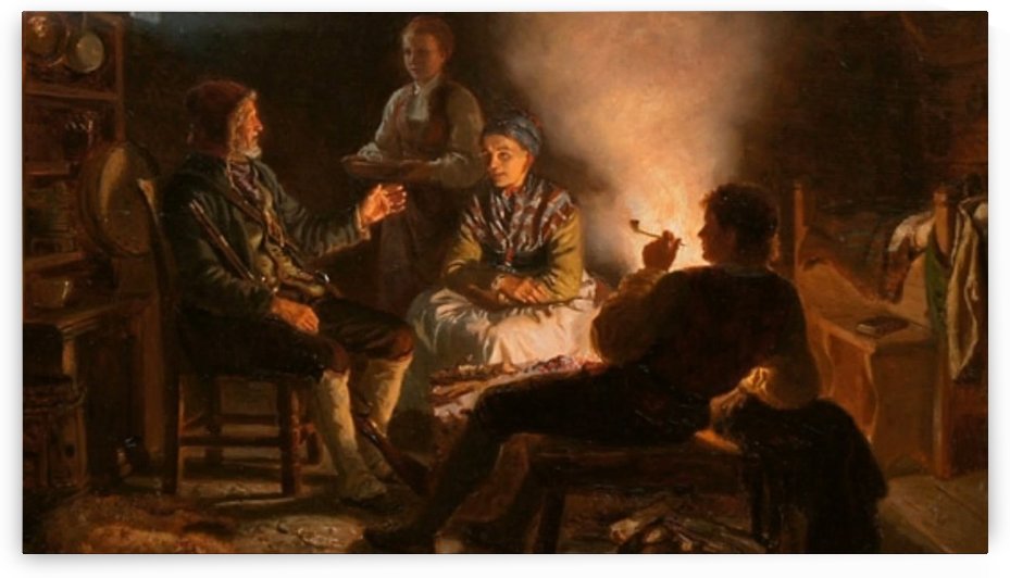 Serving dinner by Adolph Tidemand