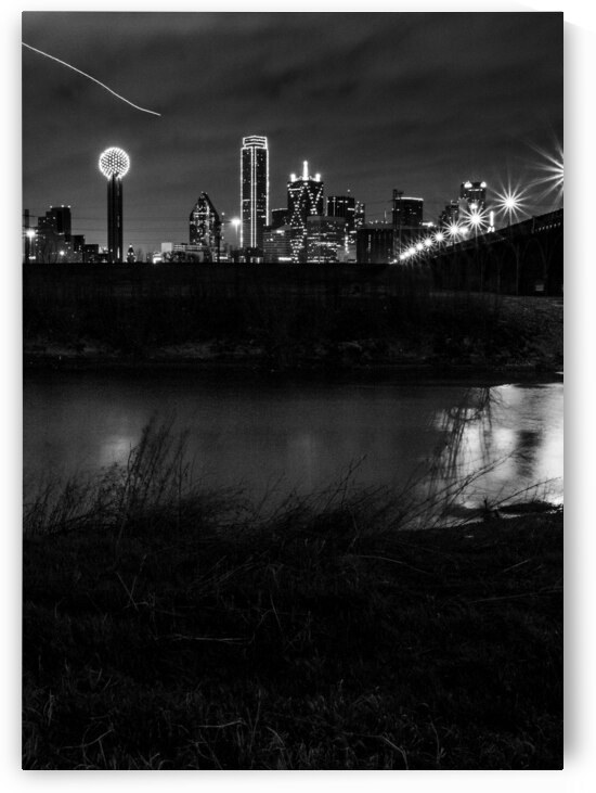 trinity river downtown dallas  vertical 2124 Tric by Black And White