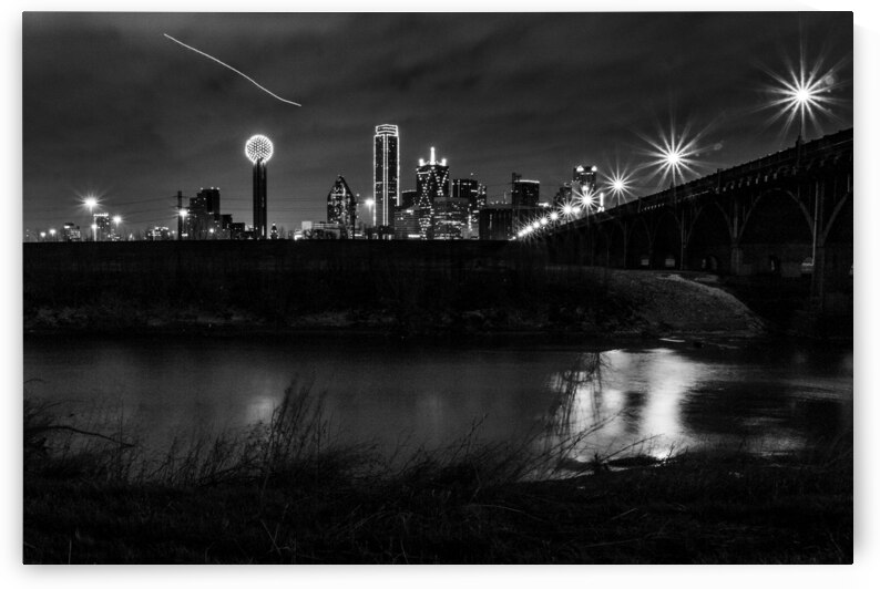 trinity river downtown dallas  horizontal 2124 Tr by Black And White