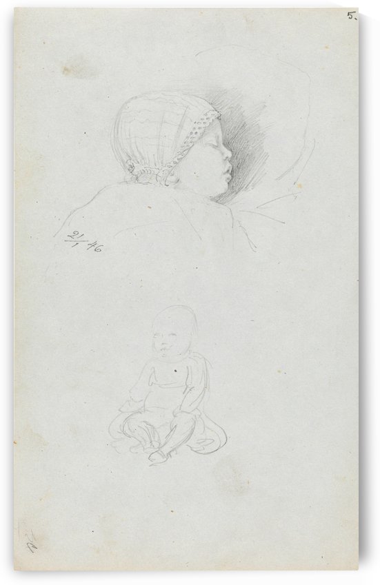 A sleeping baby by Adolph Tidemand