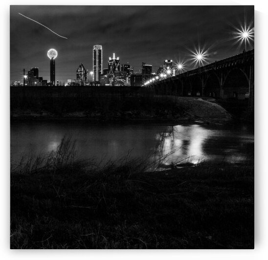 trinity river downtown dallas  square 2124 Trickl by Black And White