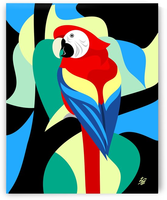 Abstract Scarlet Macaw by Liz Cereby