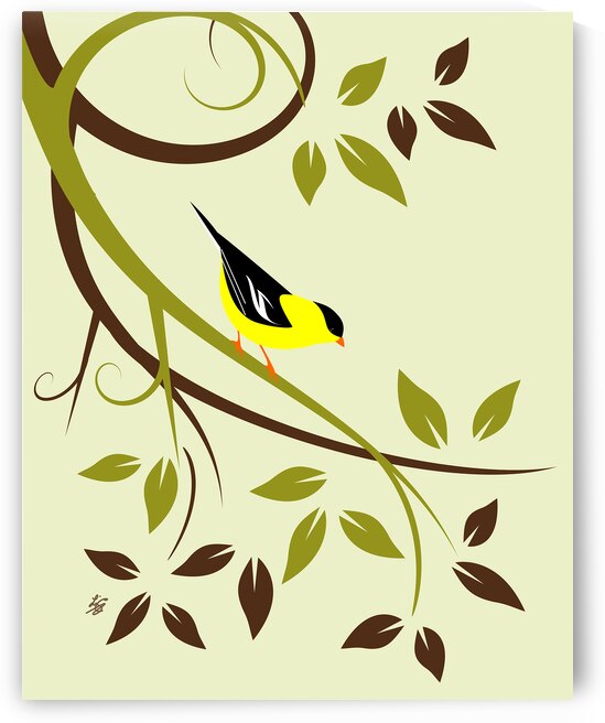Stylized American Goldfinch Art by Liz Cereby