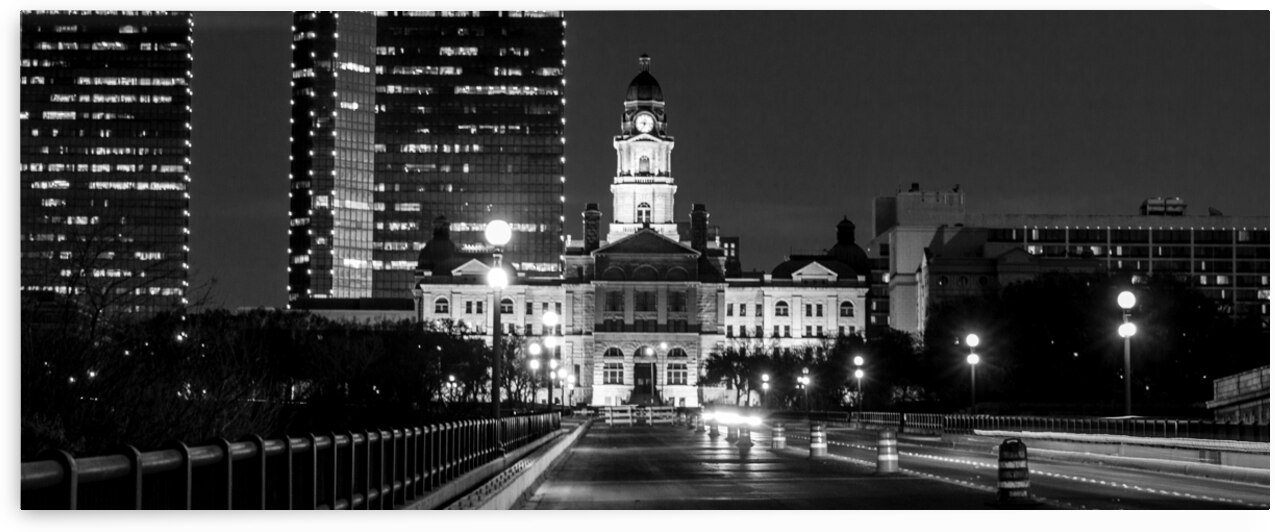 fort worth texas skyline at night  panoramic 825 by Black And White