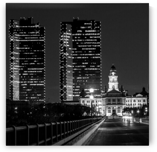 fort worth texas skyline at night  square 825 Wel by Black And White