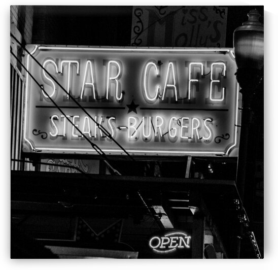 star cafe at night  square 2127 Cafe 13k by Black And White