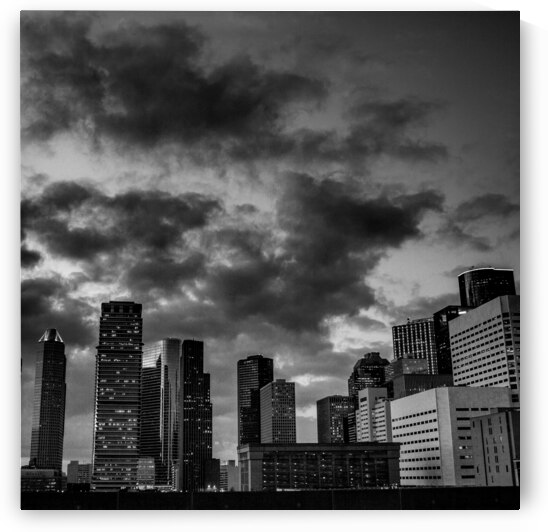 downtown houston texas skyline  square 3273 Dusk by Black And White