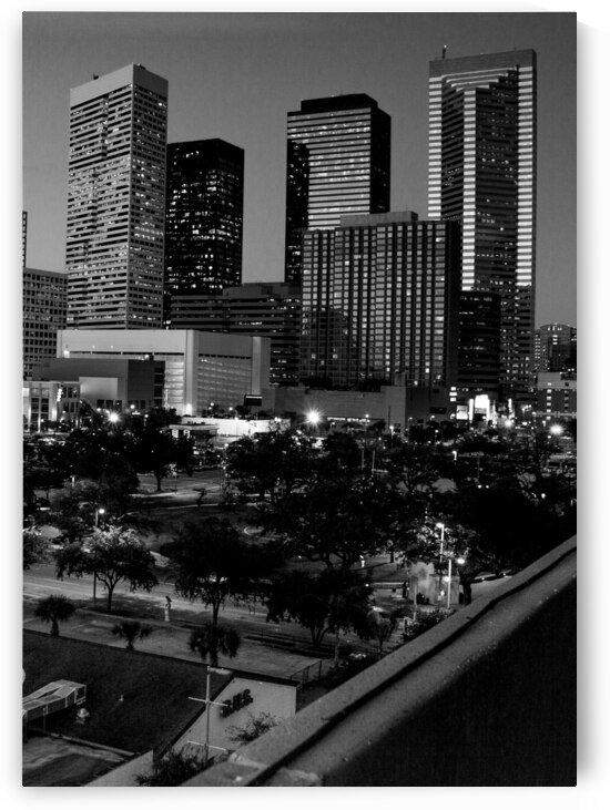 downtown houston tx skyline  vertical 3271 Amex 1 by Black And White