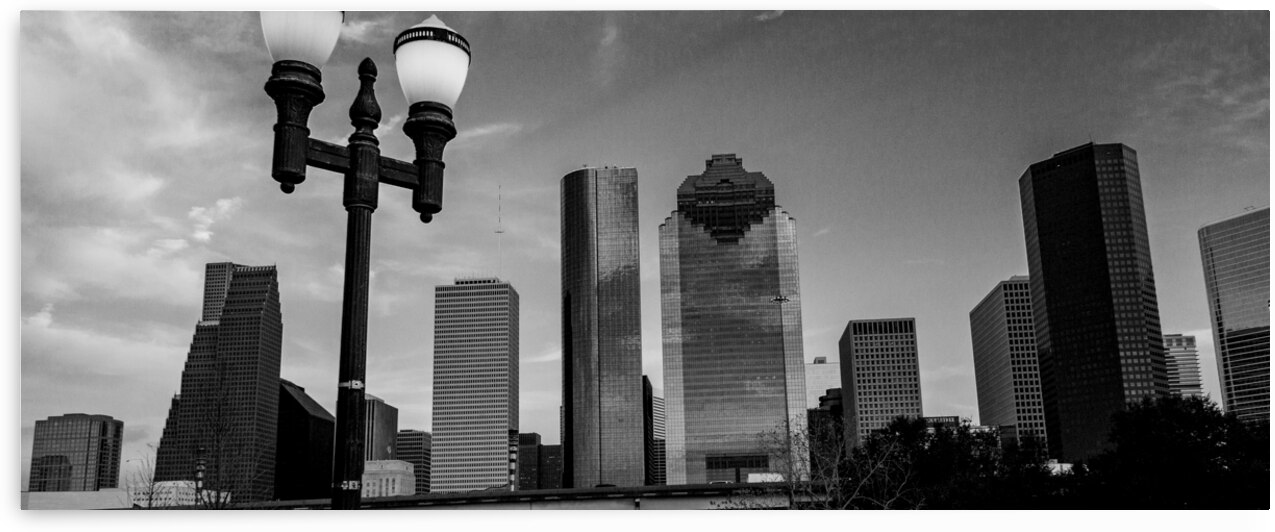 downtown houston texas skyline  panoramic 3272 Co by Black And White