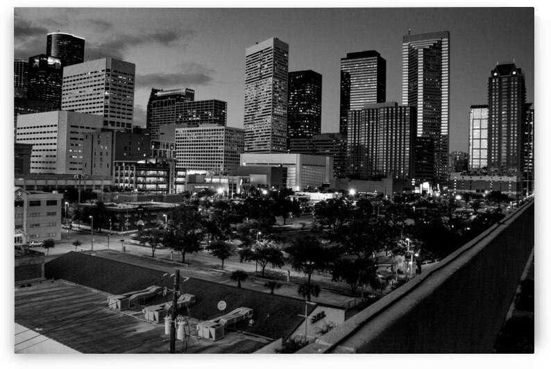 downtown houston tx skyline  horizontal 3271 Amex by Black And White