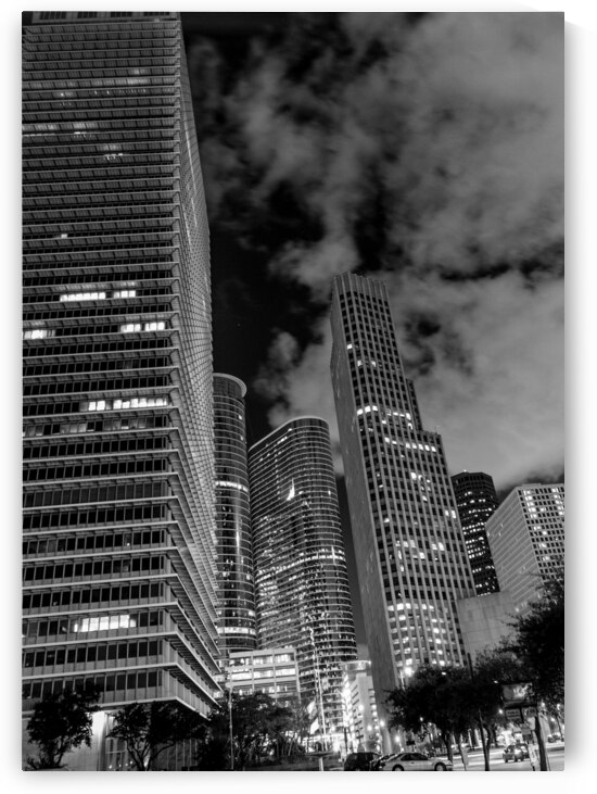 downtown houston texas at night  vertical 3278 Mi by Black And White