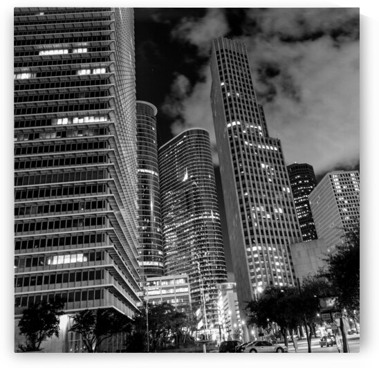 downtown houston texas at night  square 3278 Mila by Black And White