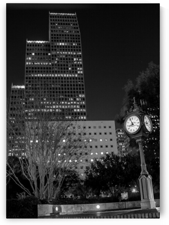 downtown houston sweeney clock  vertical 3281 Swe by Black And White