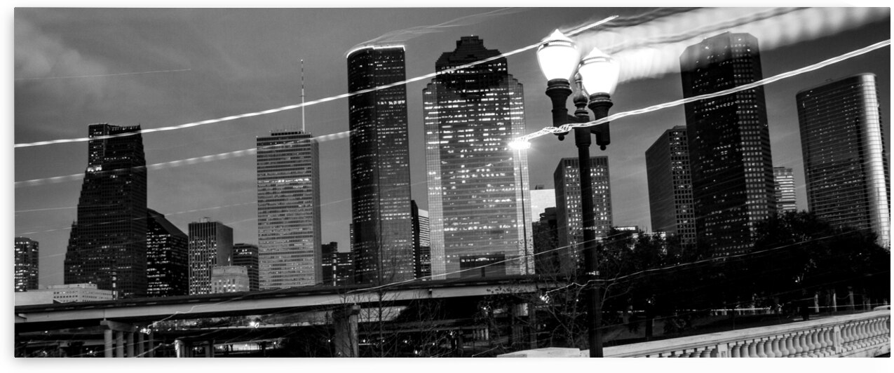 downtown houston at dusk  panoramic 945 Sweep 13k by Black And White