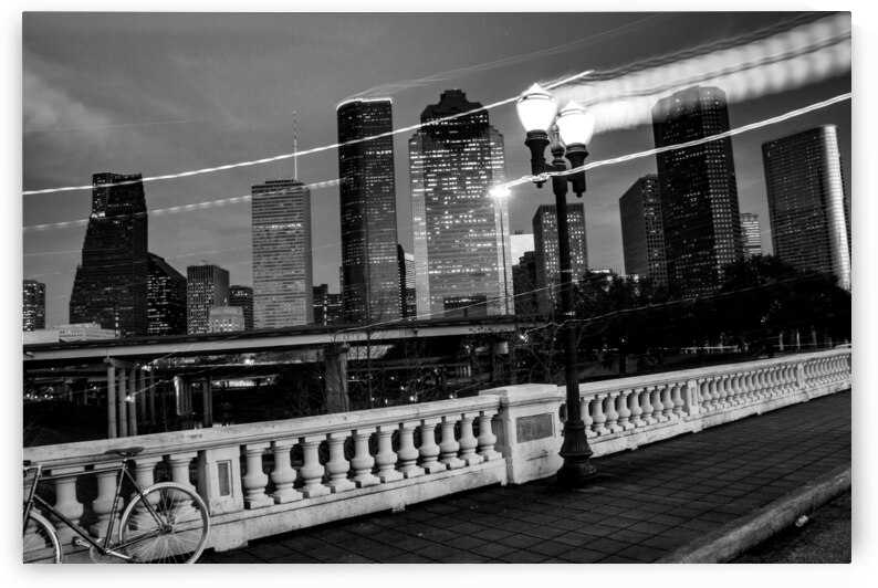 downtown houston at dusk  horizontal 945 Sweep 13 by Black And White