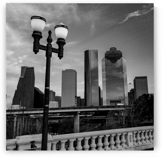 downtown houston texas skyline  square 3272 Colum by Black And White
