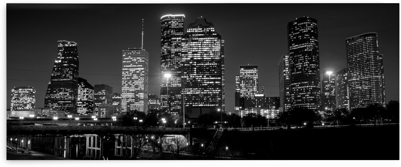 houston skyline at night  panoramic 917 Allen 2 1 by Black And White