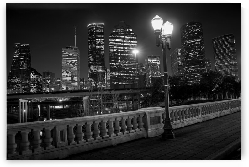 houston city scape at night  horizontal 3276 Lamp by Black And White