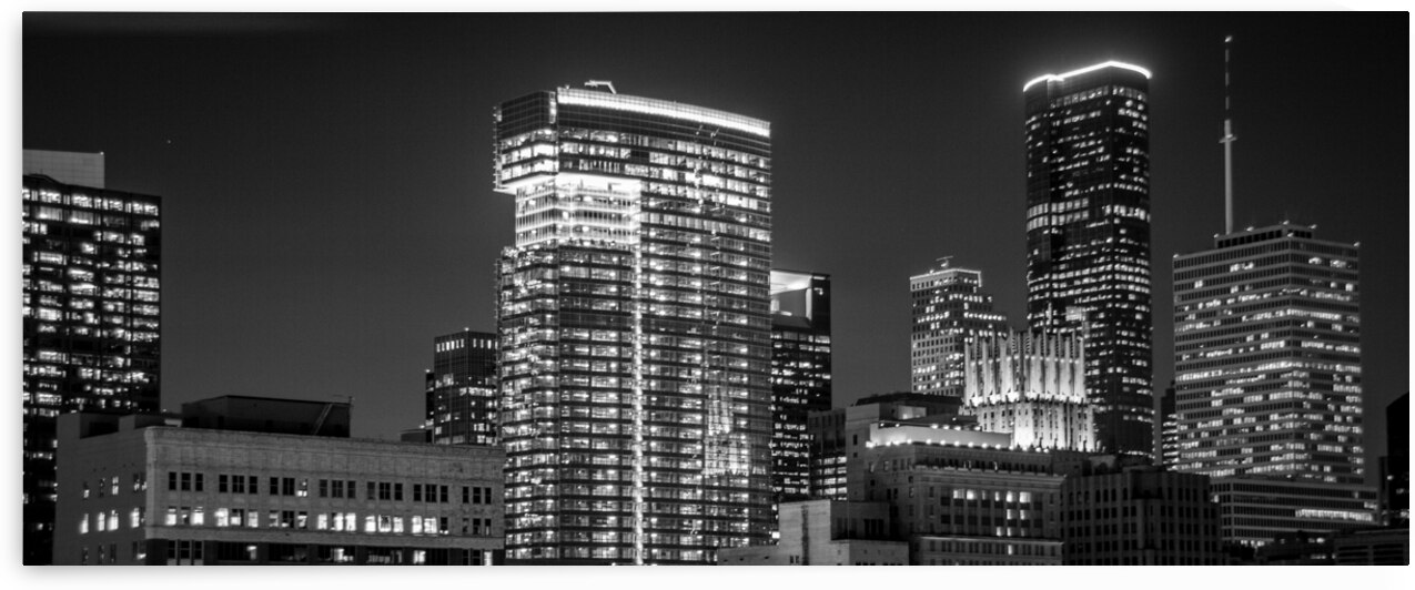 houston cityscape at night  panoramic 927 Harris by Black And White