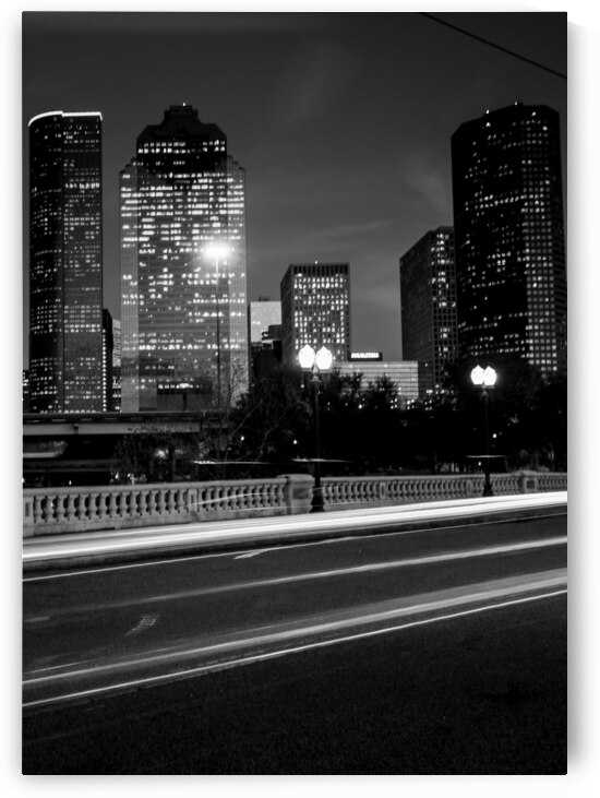 the houston skyline  vertical 942 Sabine 13k by Black And White