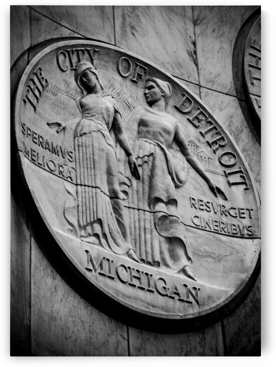 detroit seal spirit of detroit  vertical 546 Detr by Black And White