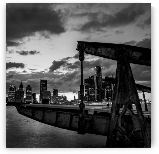 boat dock on detroit river  square 564 Rust 13k.j by Black And White