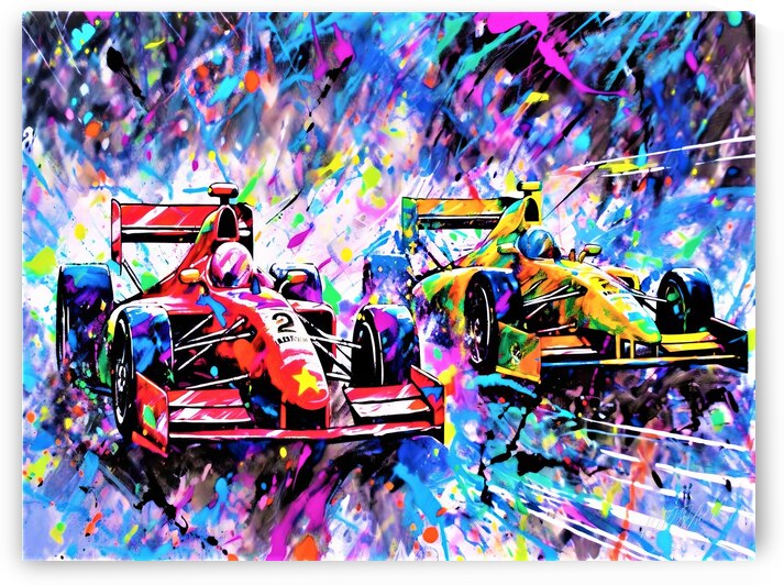 Race Cars On Track by SykArt Designs