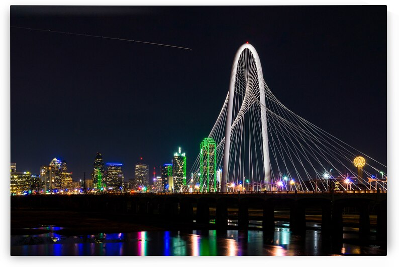 Jet Streak Over Dallas Skyline Night by Jennifer White