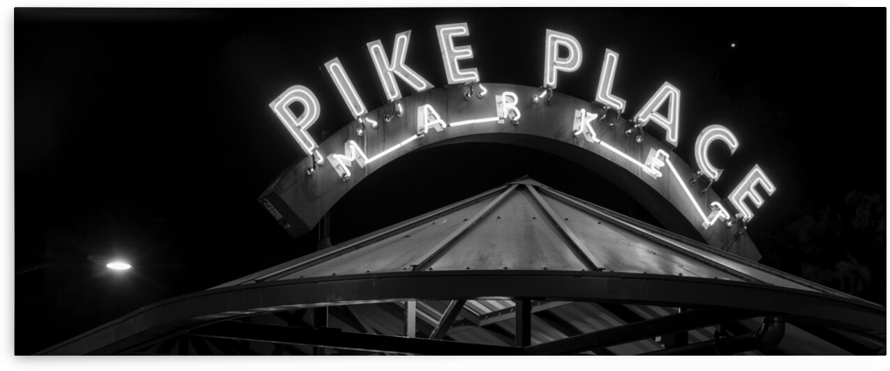 pike place market bus station  panoramic 2698 Pla by Black And White