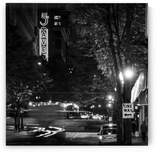 5th ave traffic at night  square 2683 Fifth 13k.j by Black And White