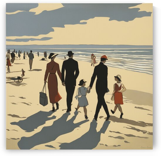 people walking on the beach by Row One Brand