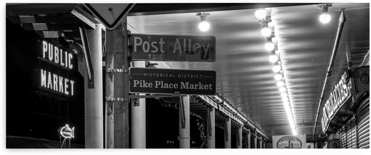pike place market post alley  panoramic 2675 Alle by Black And White