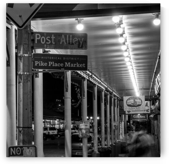 pike place market post alley  square 2675 Alley 1 by Black And White