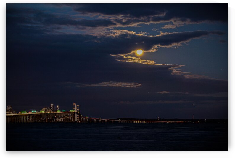 Moon Setting over the Bay Bridge by Geoffrey Prior