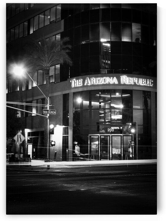 arizona republic building at night  vertical 315 by Black And White