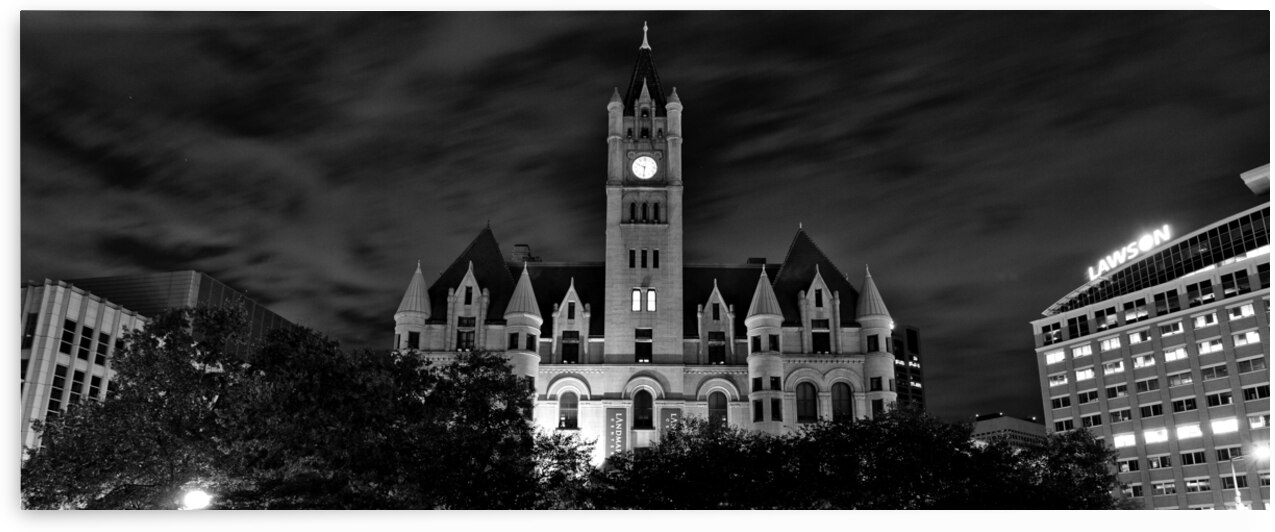 landmark center from rice park  panoramic 1728 La by Black And White