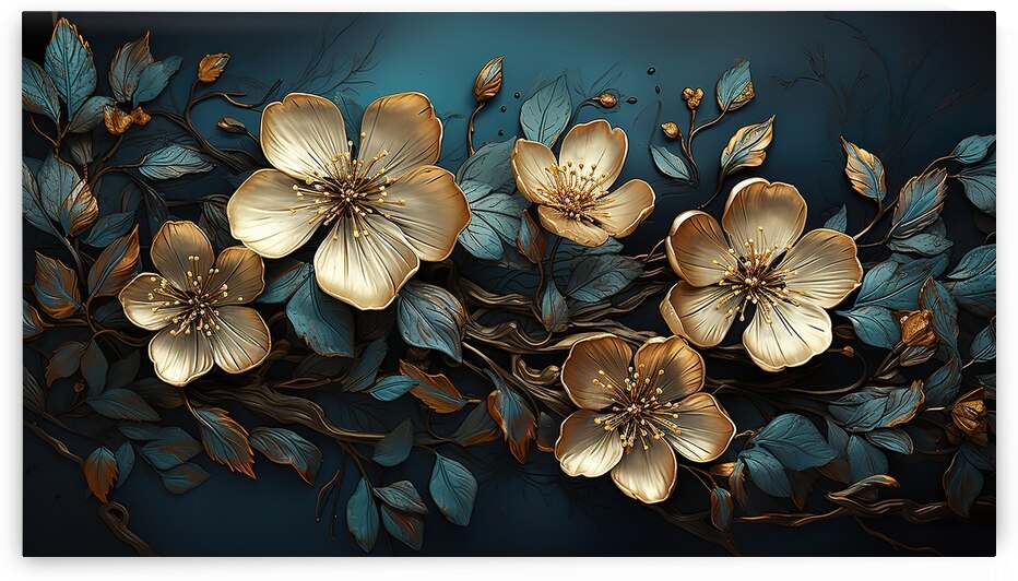  3d gold  flower Abstract wall art by ahmed ramadan