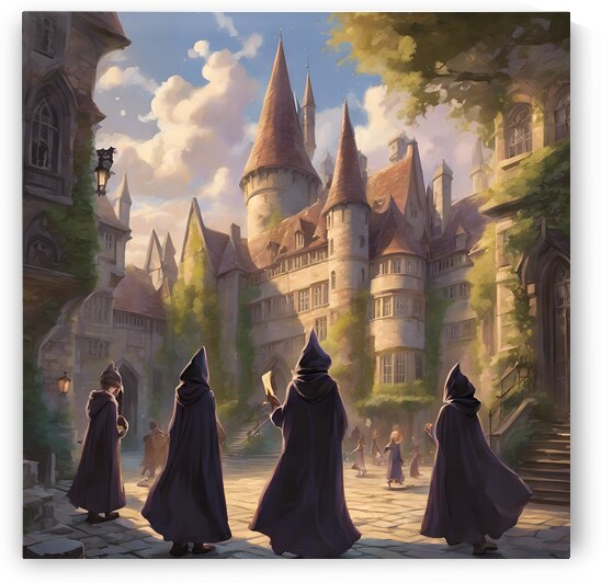 a bustling courtyard of a school for young wizards and witches. by AHMED HELMY