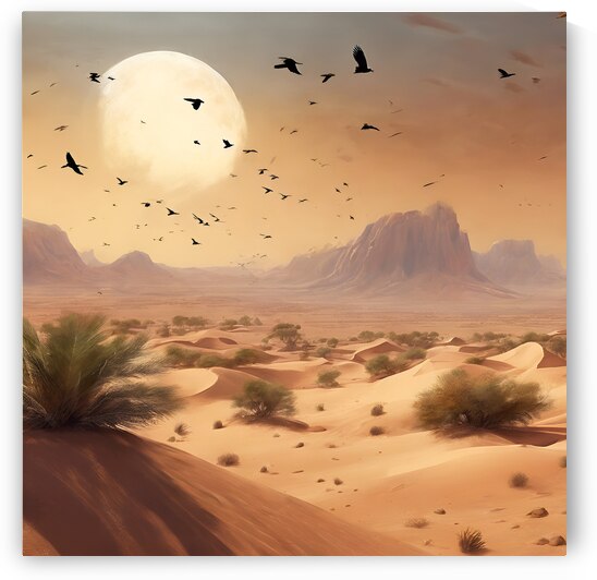  Desert landscape and birds in the sky esrgan  by taher00