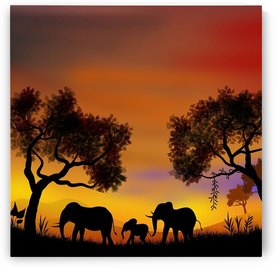 landscape illustration elephants animals africa s by Sastroredjo