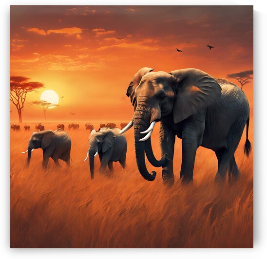 A herd of elephants crossing the tropical forest by osama sabry