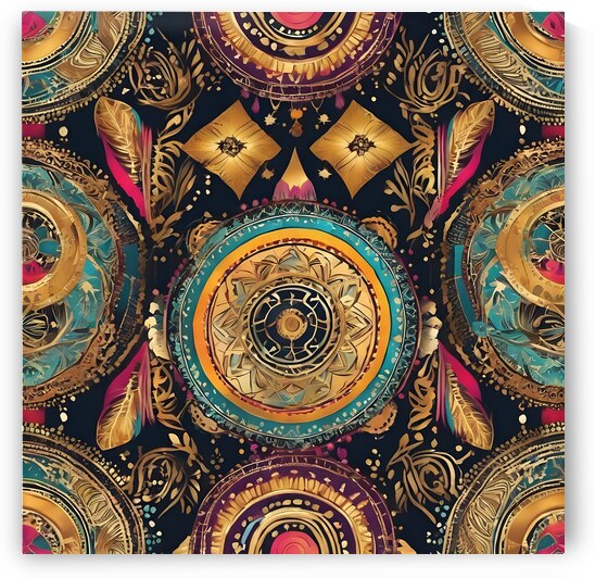 169666 pattern  boho colorful  some gold amazing by Hala Etheridge