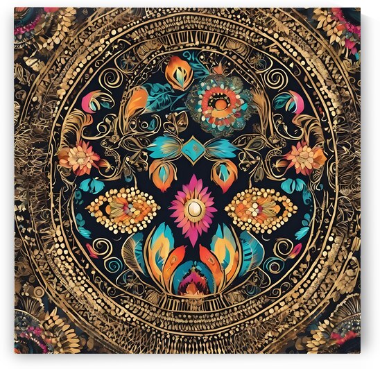 169668 pattern  boho colorful  some gold amazing by Hala Etheridge