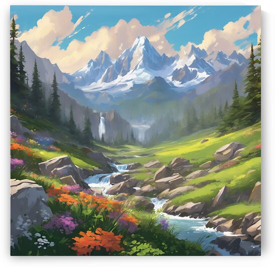 a majestic mountain range by omkosai