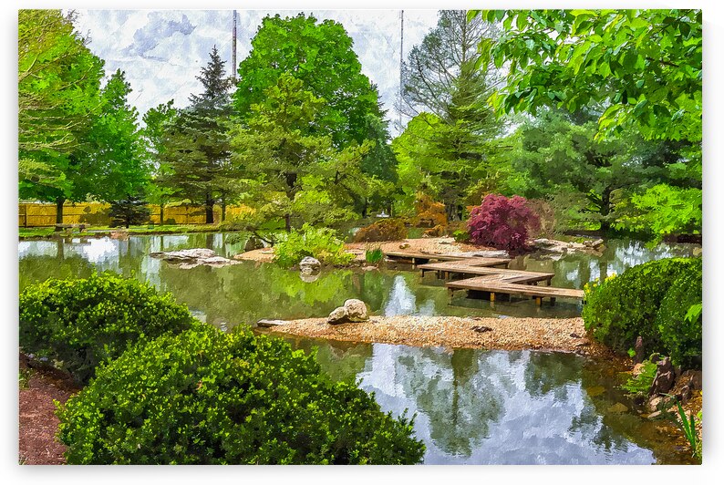 Japanese Garden Spring Season Pond Painterly by Jennifer White