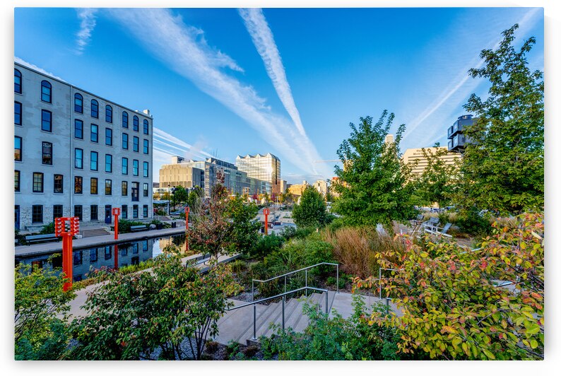 Contrails Over Gene Leahy Mall Park by Jennifer White
