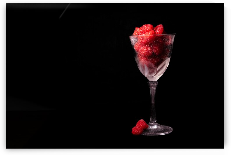 Raspberries in a Wine Glass by Pisarek Photography
