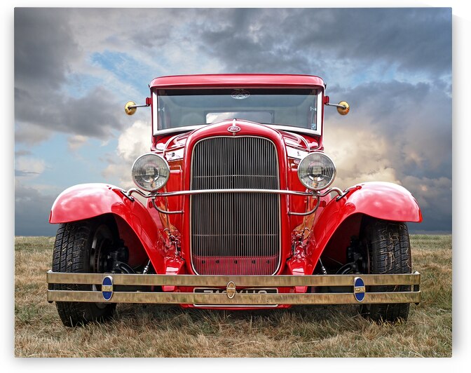 Red Ford Coupe Head On by Gill Billington